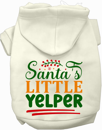 White Santa's Little Yelper pet hoodie