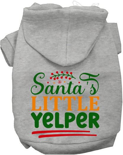 Gray Santa's Little Yelper pet hoodie