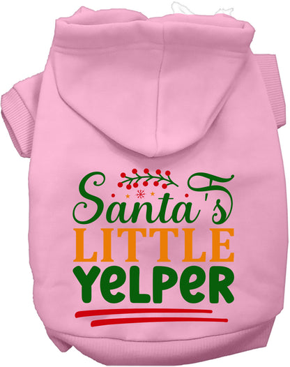 Light pink Santa's Little Yelper pet hoodie