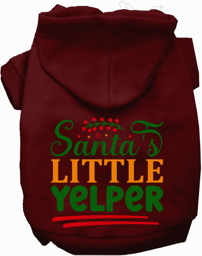 Maroon Santa's Little Yelper pet hoodie