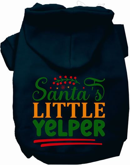 Navy Santa's Little Yelper pet hoodie