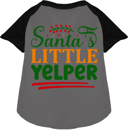 Black Santa's Little Yelper pet raglan shirt