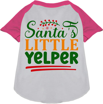 Pink Santa's Little Yelper pet raglan shirt