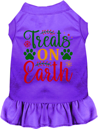 Purple Treats on Earth pet dress with festive design