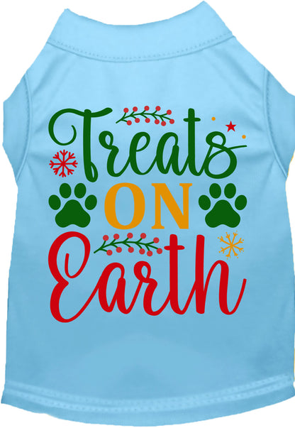 Blue Treats on Earth pet shirt with festive design