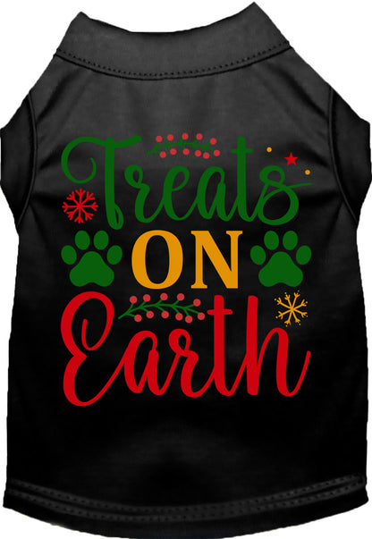 Black Treats on Earth pet shirt with festive design