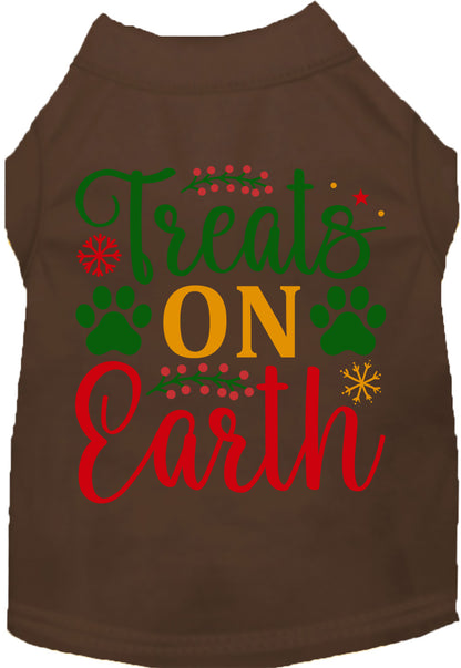 Brown Treats on Earth pet shirt with festive design