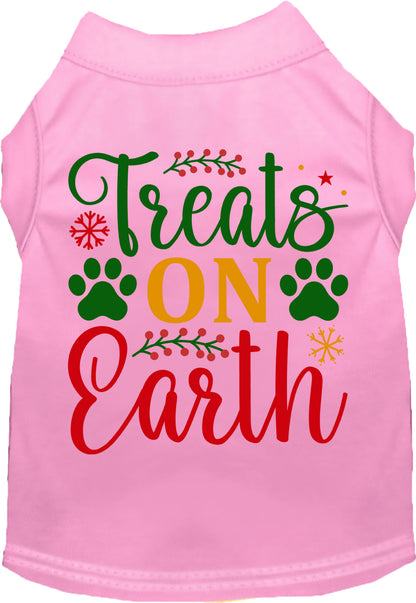 Light pink Treats on Earth pet shirt with festive design