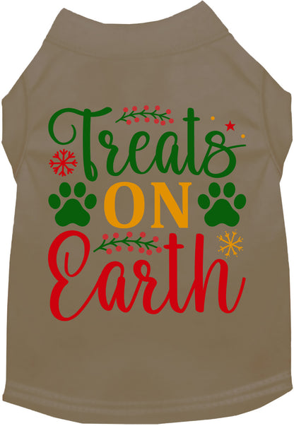 Tan Treats on Earth pet shirt with festive design