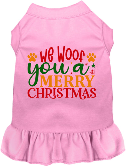 Light pink pet dress with Christmas design