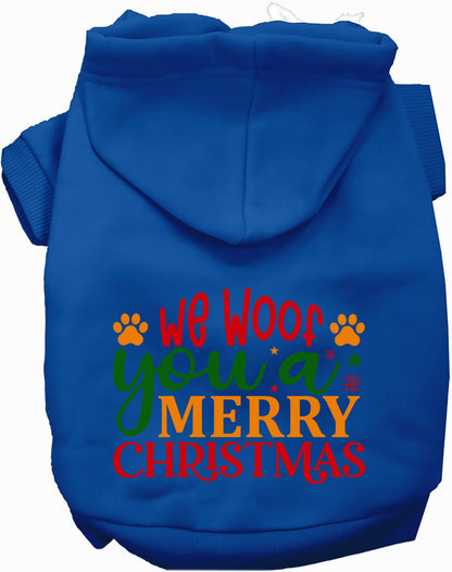 Blue Christmas pet hoodie with festive message