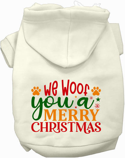 White Christmas pet hoodie with festive message