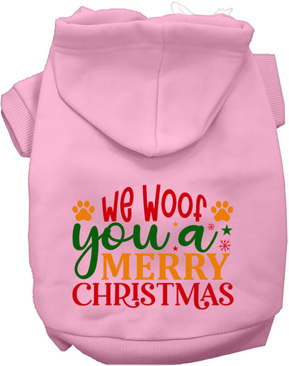 Light pink Christmas pet hoodie with festive message