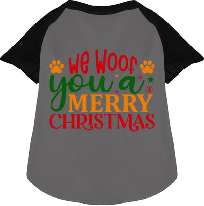 Gray and black Christmas pet raglan shirt