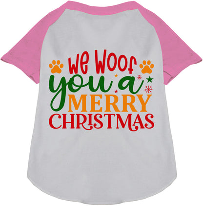 Pink Christmas pet raglan shirt