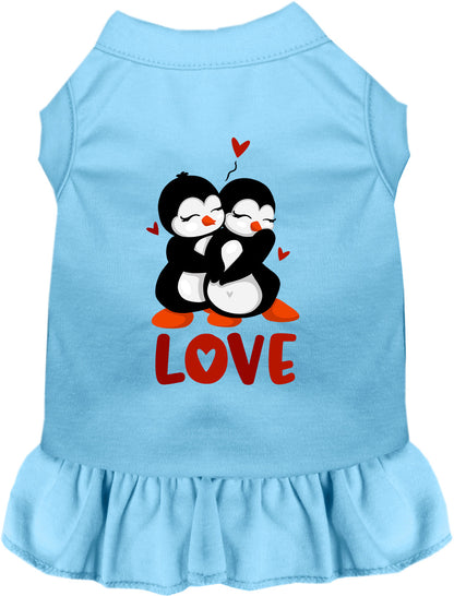 Blue Penguin Love Pet Dress with heart design