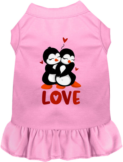 Pink Penguin Love Pet Dress with heart design