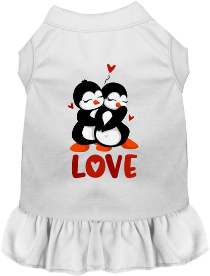 White Penguin Love Pet Dress with heart design