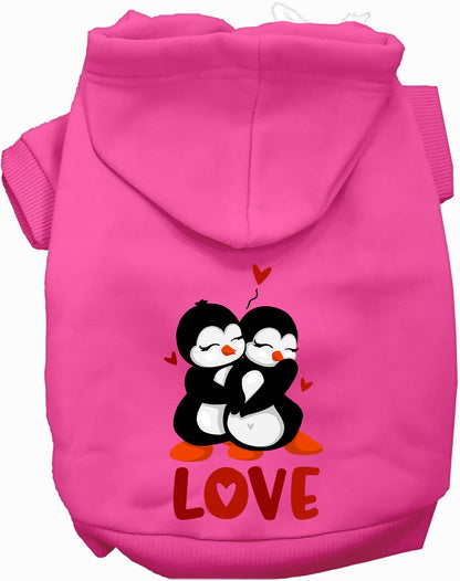 Pink Penguin Love Pet Hoodie with charming penguin print