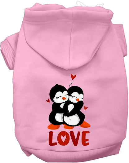 Light pink Penguin Love Pet Hoodie with penguin graphic