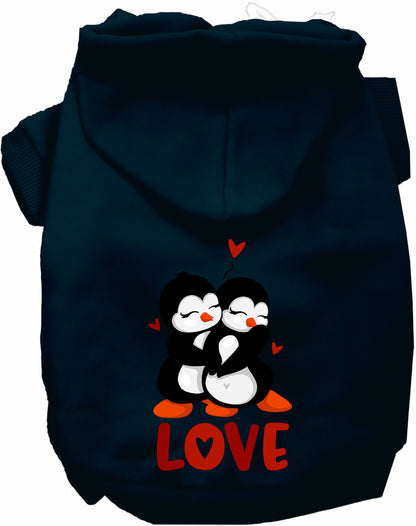 Black Penguin Love Pet Hoodie featuring penguin motif