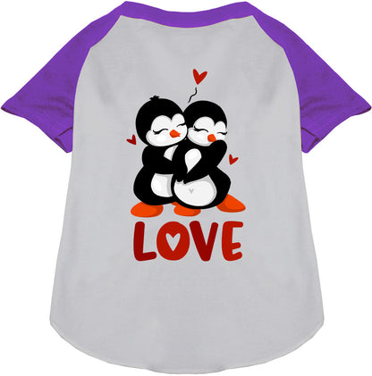 Purple-sleeved Penguin Love Pet Raglan Shirt