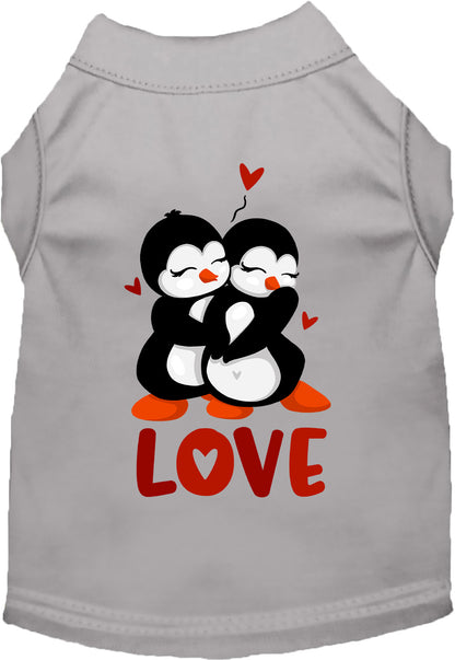 Gray Penguin Love Pet Shirt with hugging penguins