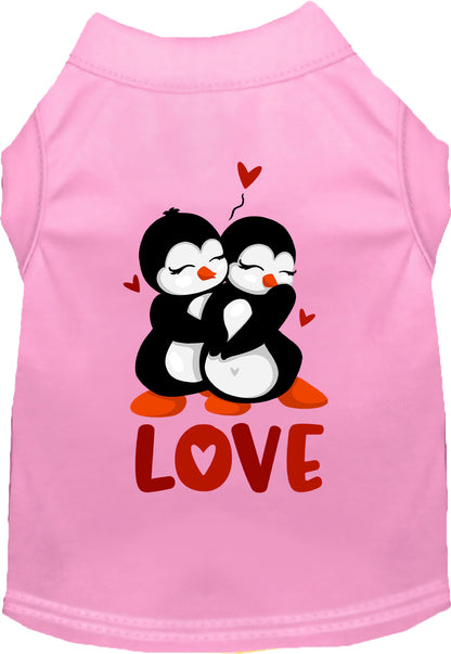 Light pink Penguin Love Pet Shirt with hugging penguins