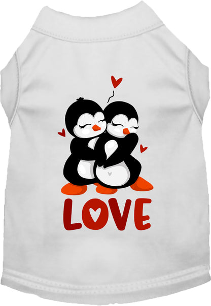 White Penguin Love Pet Shirt with hugging penguins