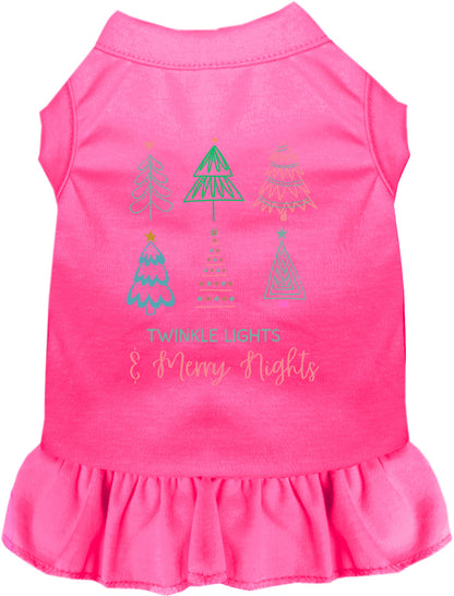 Pink pet dress with twinkle lights and merry nights design