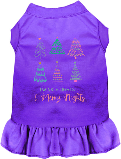 Purple pet dress with twinkle lights and merry nights design