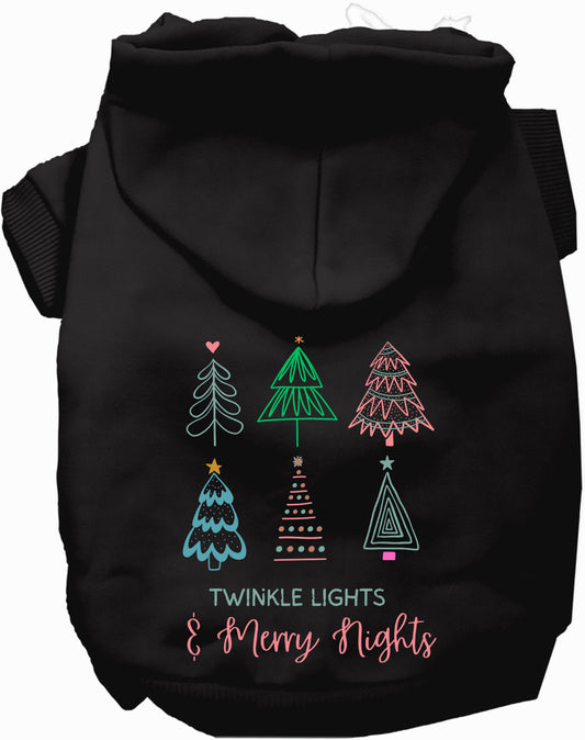 Black pet hoodie with twinkle lights design