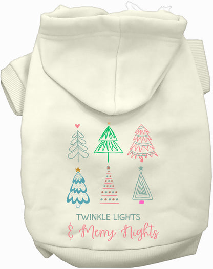 White pet hoodie with twinkle lights design