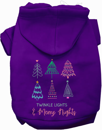 Purple pet hoodie with twinkle lights design