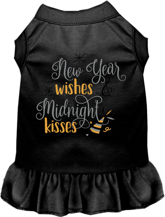 Black Midnight Kisses pet dress with New Year wishes design