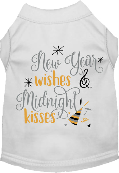 White Midnight Kisses pet shirt with festive design