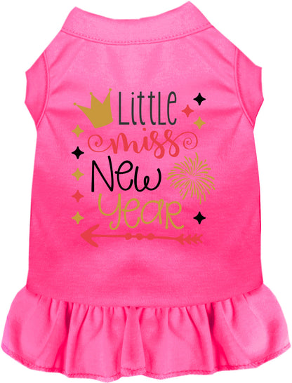 Hot pink Little Miss New Year pet dress with gold accents