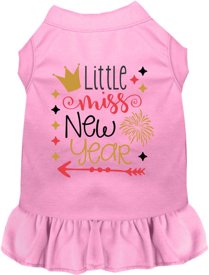 Pink Little Miss New Year pet dress with gold accents