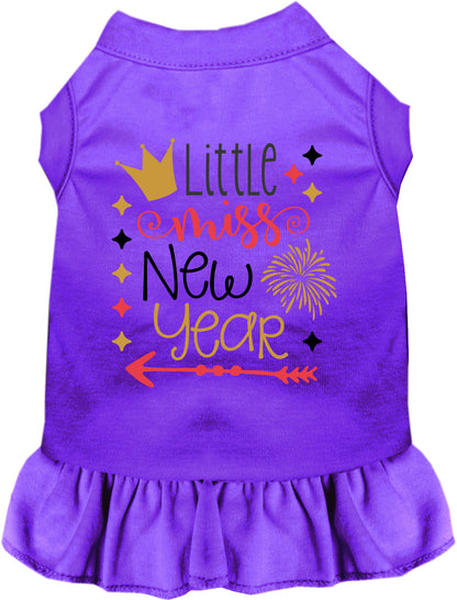 Purple Little Miss New Year pet dress with gold accents