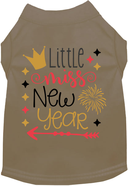 Tan Little Miss New Year pet shirt with crown and stars