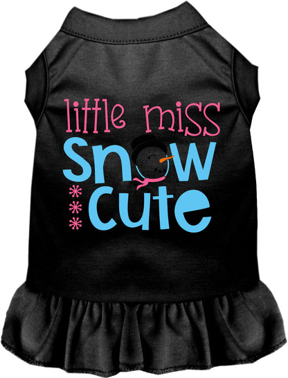 Black Little Miss Snow Cute pet dress with snowman design