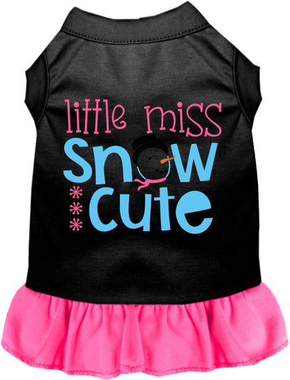 Black pet dress with pink skirt, Little Miss Snow Cute design