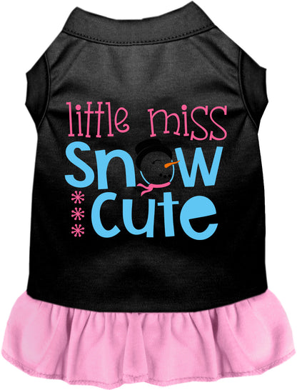 Black pet dress with light pink skirt, Little Miss Snow Cute design