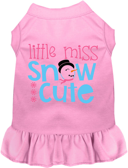 Pink Little Miss Snow Cute pet dress with snowman design