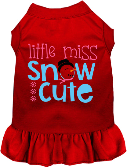 Red Little Miss Snow Cute pet dress with snowman design