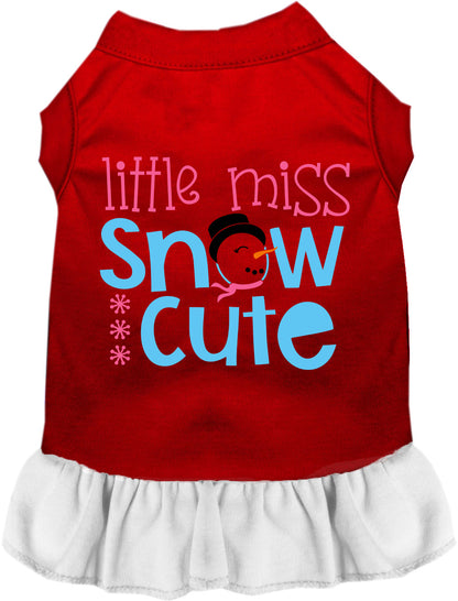 Red pet dress with white skirt, Little Miss Snow Cute design