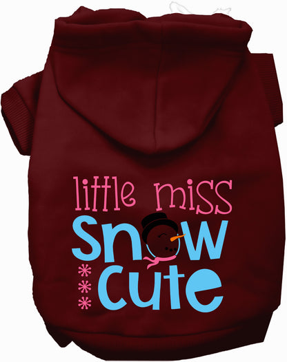 Maroon Little Miss Snow Cute pet hoodie