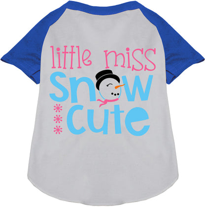 Blue Little Miss Snow Cute Pet Raglan Shirt