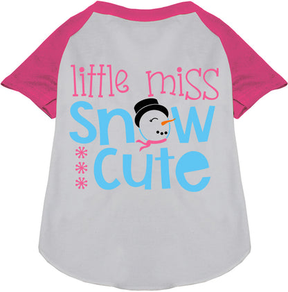 Pink Little Miss Snow Cute Pet Raglan Shirt