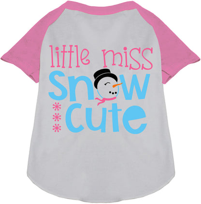 Pink Little Miss Snow Cute Pet Raglan Shirt